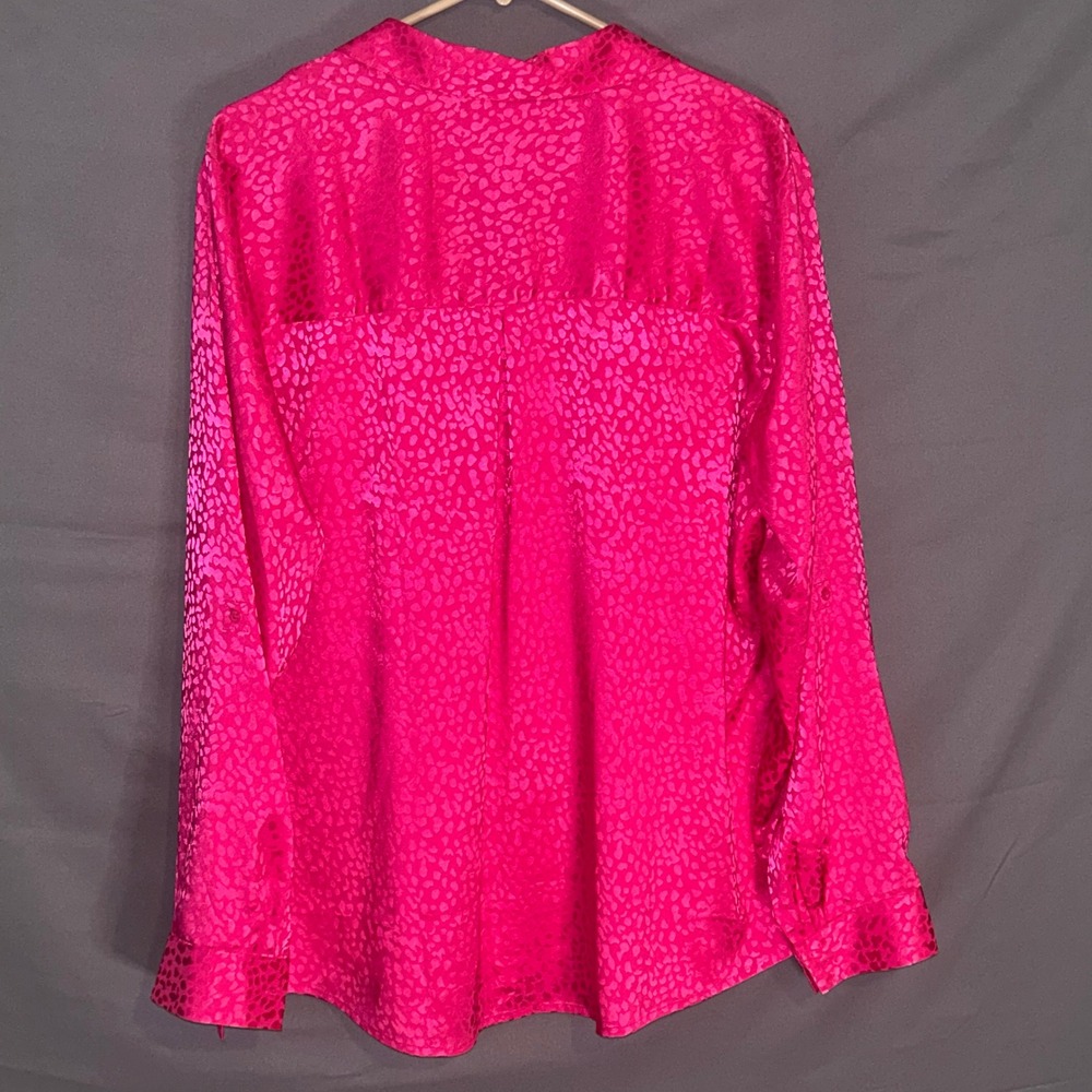 Candies Women Pink Leopard Animal Print Button Down Shirt Top Size 1X Valentine - Picture 2 of 7